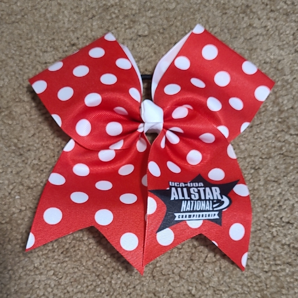 Red Polka Dot UCA-UDA ALL STAR NATIONAL CHAMPIONSHIP Cheer Bow
